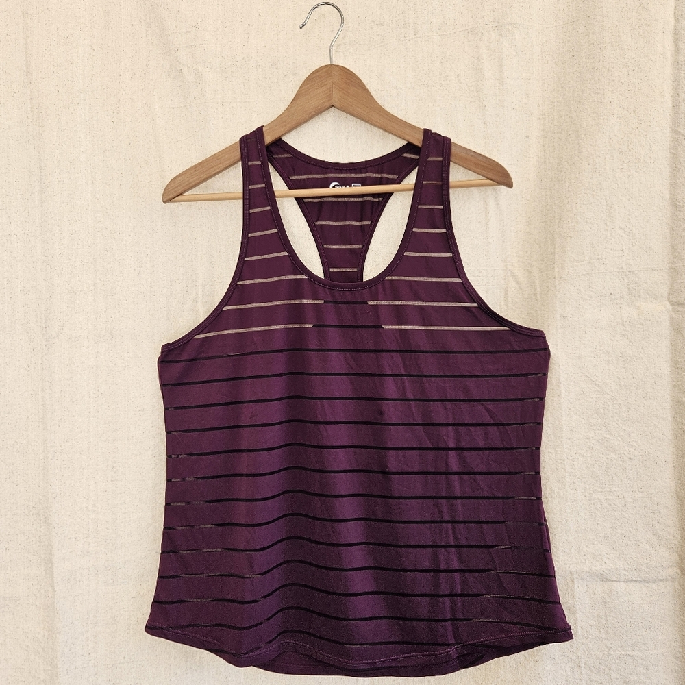 ZYIA Plum Havana Louvered Striped Tank XLarge